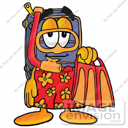 450x450 Clip Art Graphic Of A Suitcase Luggage Cartoon Character In Orange
