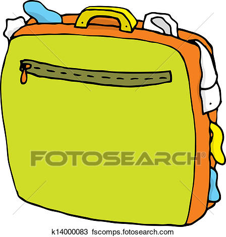 448x470 Clipart Of Cartoon Suitcase Full Overweight Luggage K14000083
