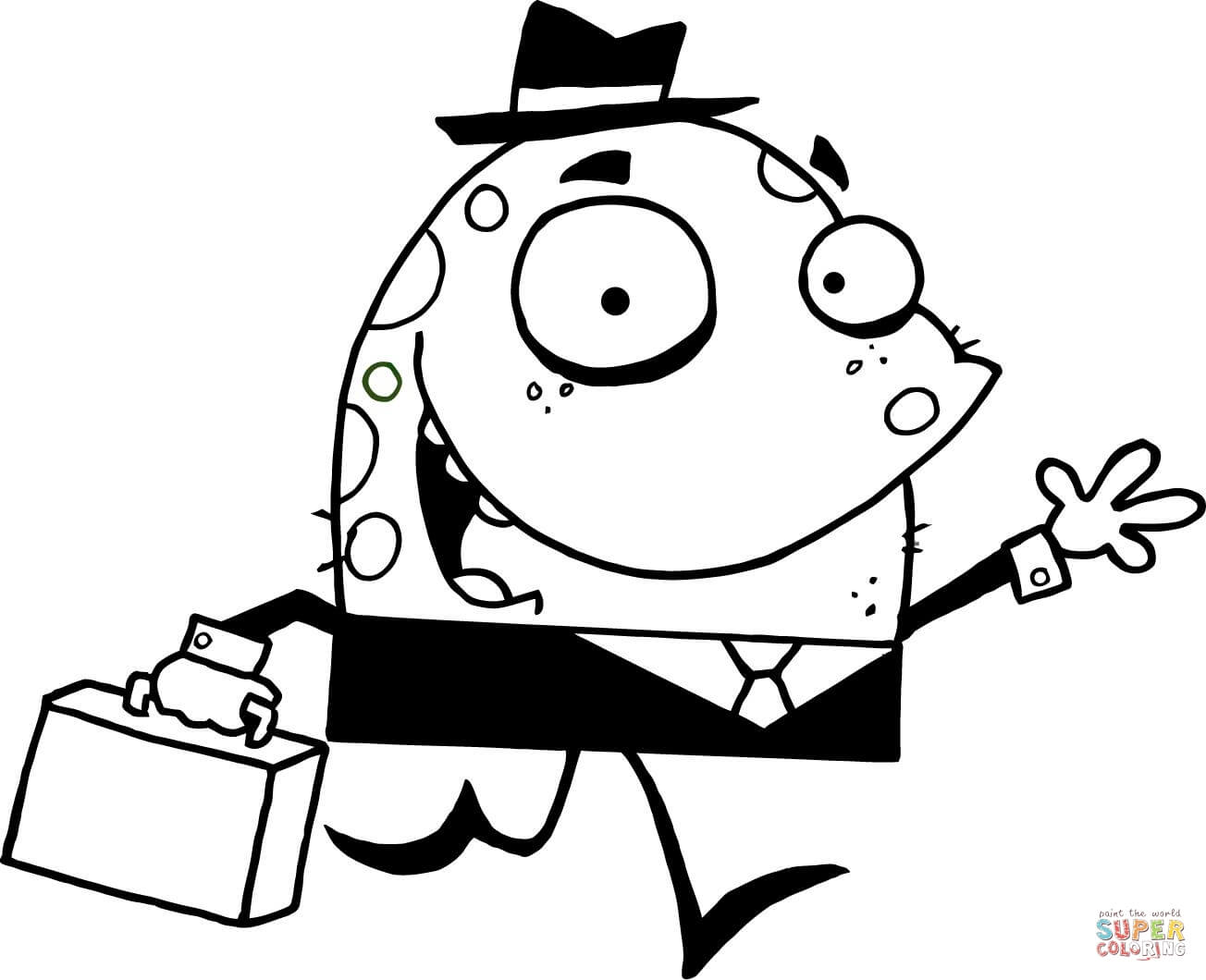 1304x1060 Green Monster With A Suitcase Goes To Work Coloring Page Free