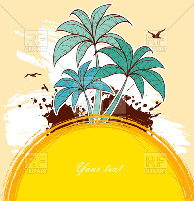 385x400 Summer Background With Palm Trees And Sun Royalty Free Vector Clip