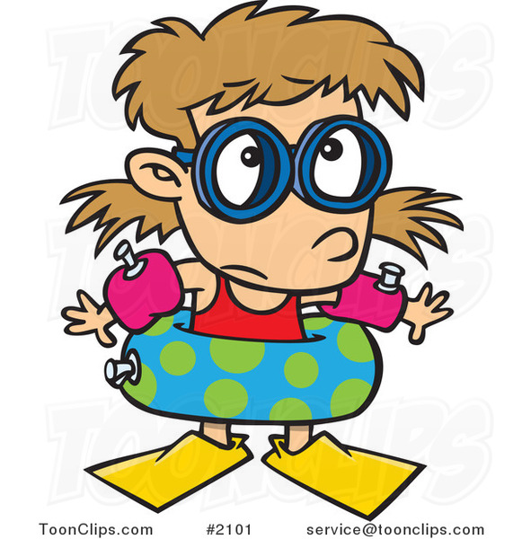 581x600 Cartoon Summer Girl Over Prepared For Swimming