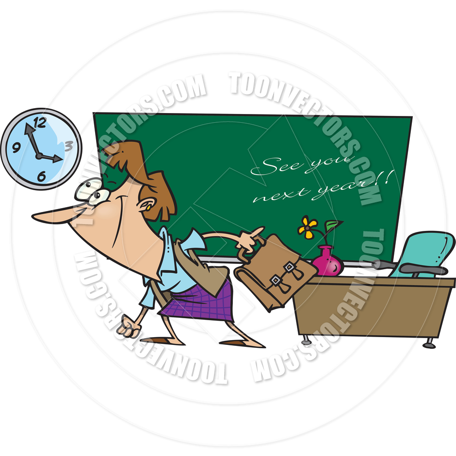 940x940 Cartoon Teacher Summer Vacation By Ron Leishman Toon Vectors Eps
