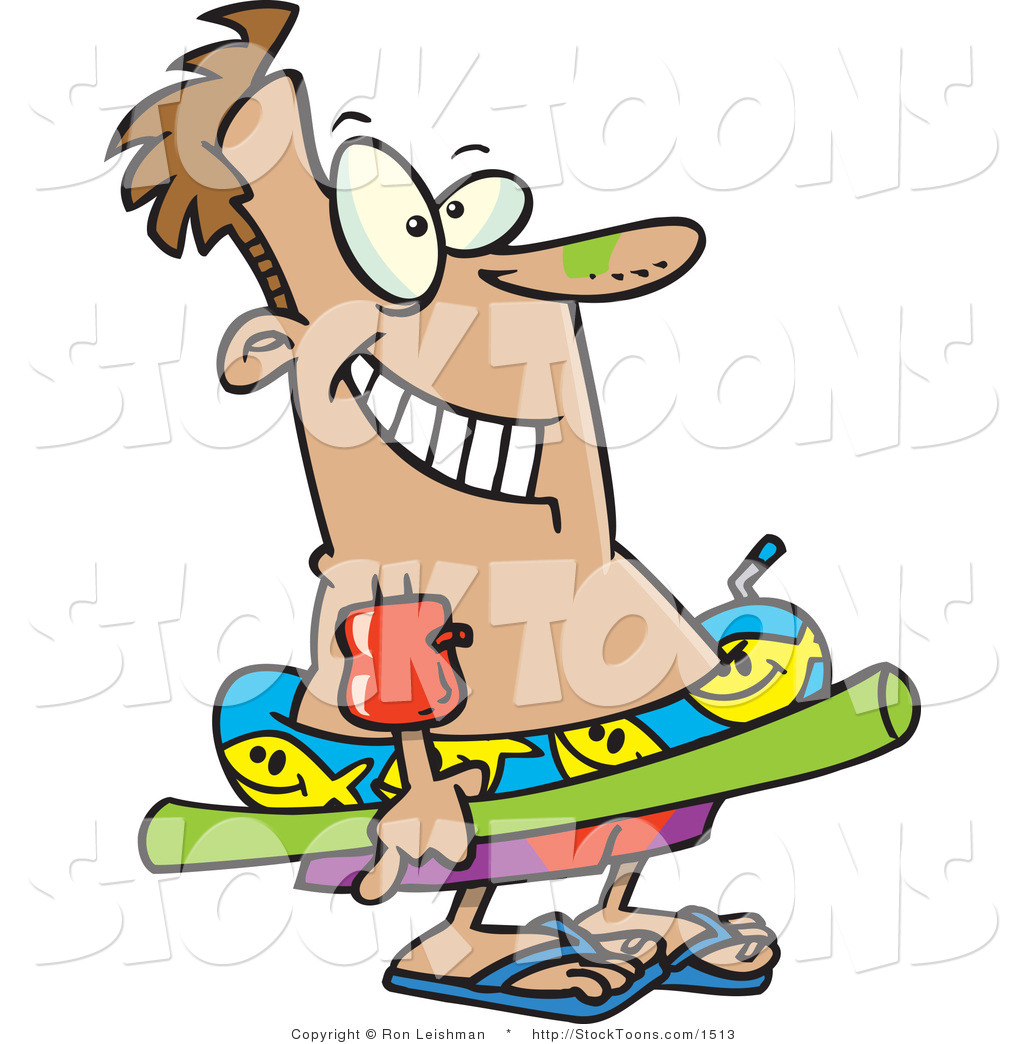1024x1044 Stock Cartoon Of A Summer Man With Swim Gear By Toonaday