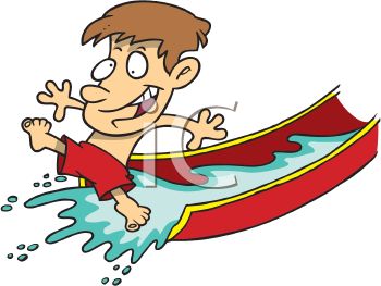 350x263 Summer Cartoon Of A Boy On A Water Slide