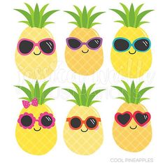 236x236 Cute Pineapples Clipart Set