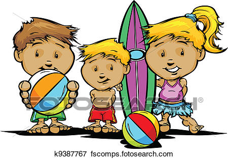 450x314 Clip Art Of Summer Beach Or Swimming Pool Kids Vector Image