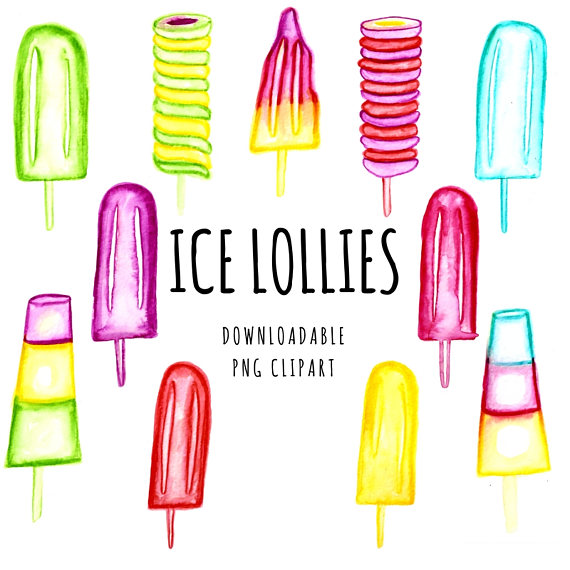 570x570 Popsicle Clipart, Watercolour Clipart, Summer Clipart, Food