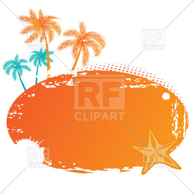 400x400 Summer Tropical Banner With Palm Tree Silhouettes Royalty Free