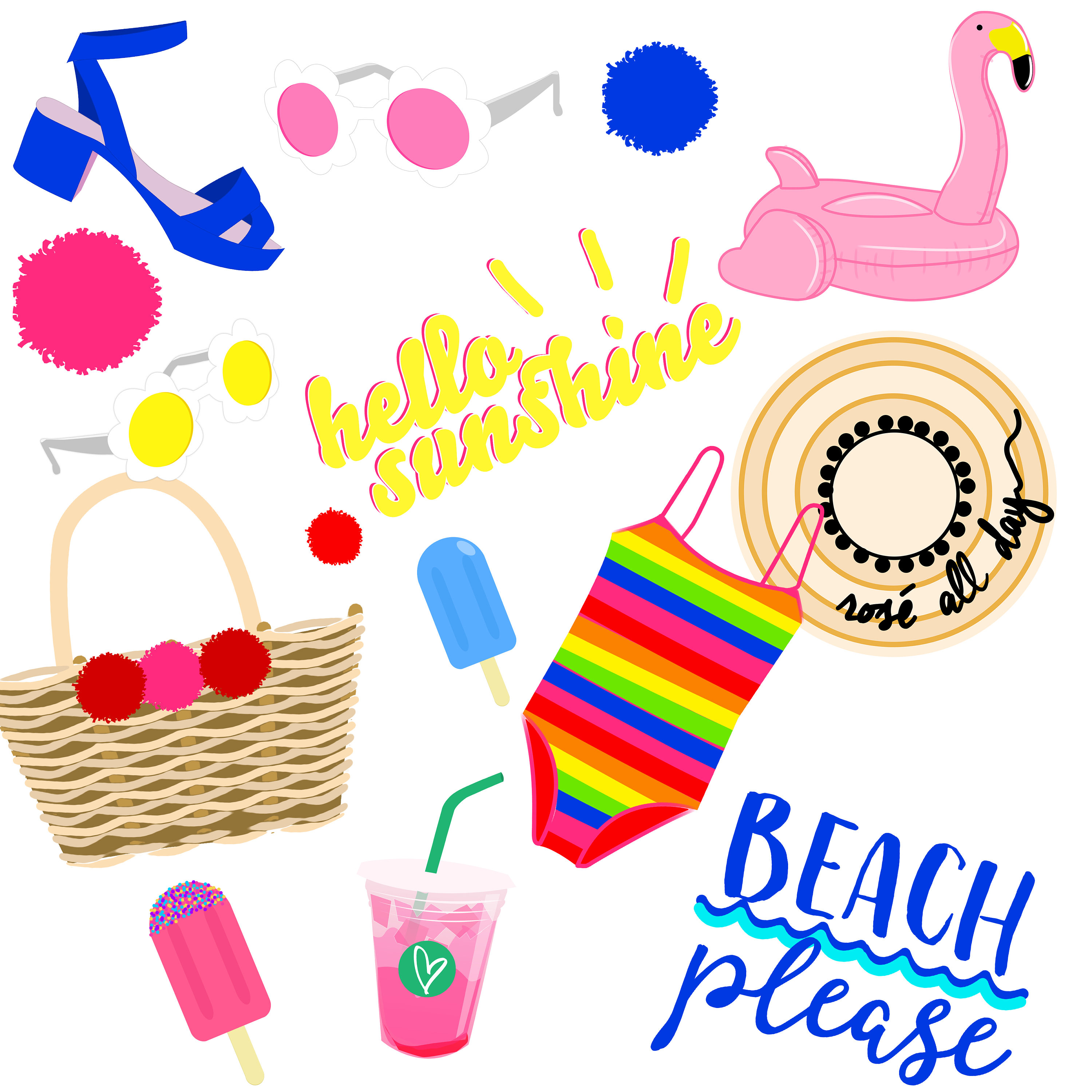 3000x3000 Summer Clipart, Summer Clip Art, Beach Clipart, Beach Clip Art