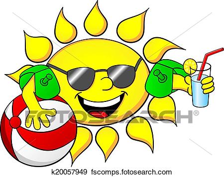 450x356 Clip Art Of Sun On Summer Vacation K20057949