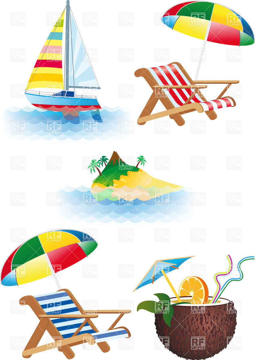 850x1200 Summer Vacation Icon Set Royalty Free Vector Clip Art Image