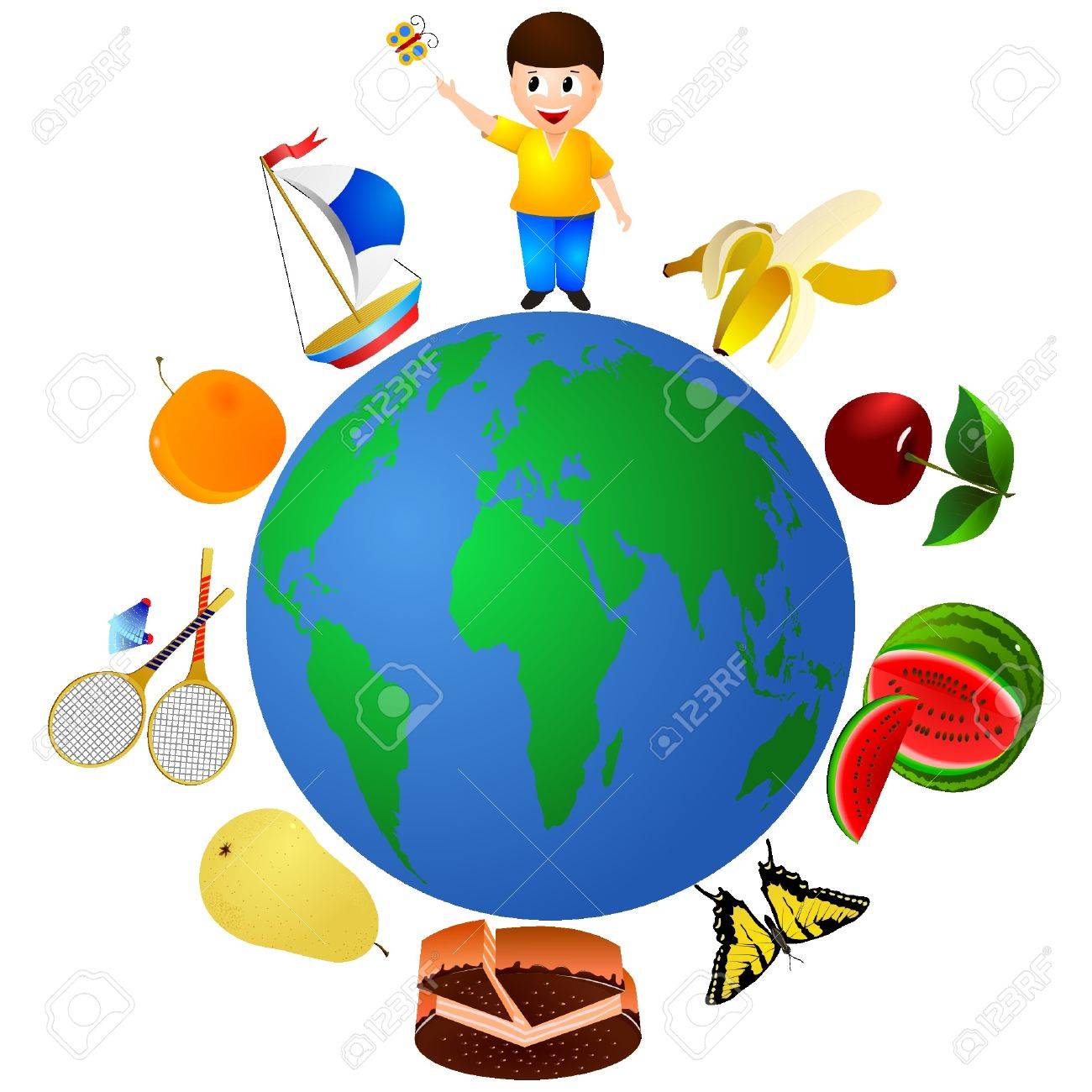 1300x1300 Boy On Summer Vacation. Vector Royalty Free Cliparts, Vectors,