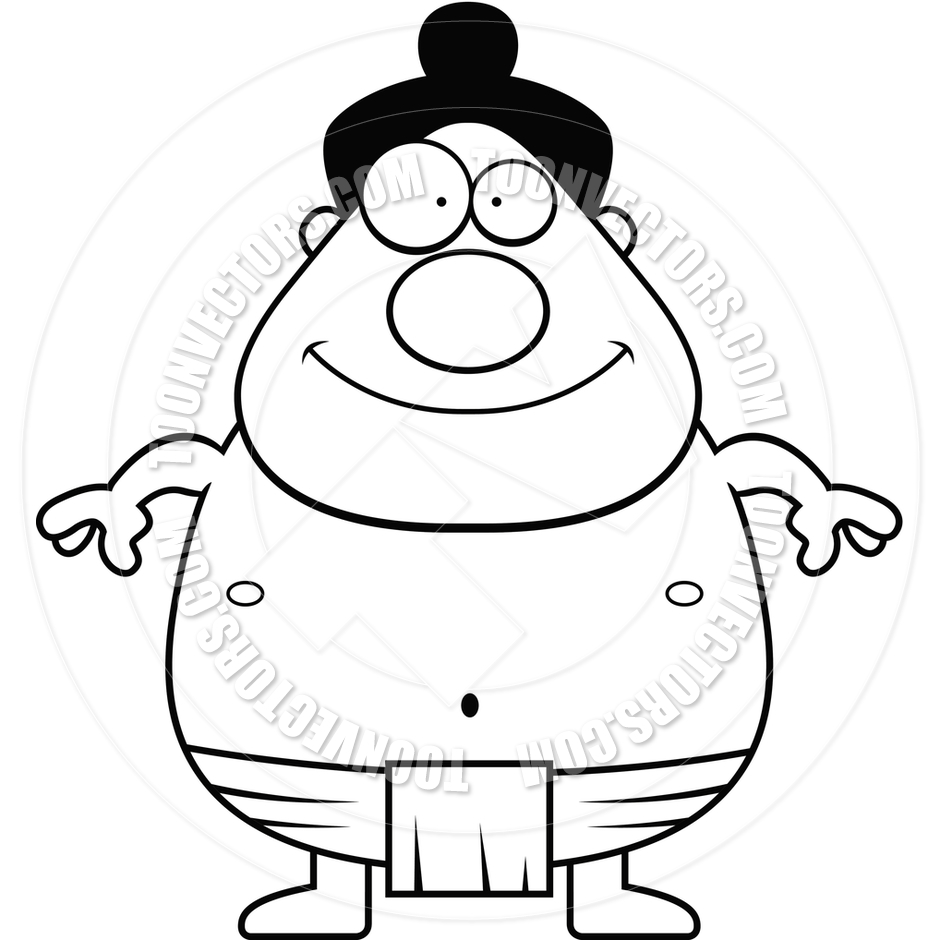 940x940 Sumo Wrestler Smiling (Black And White Line Art) By Cory Thoman