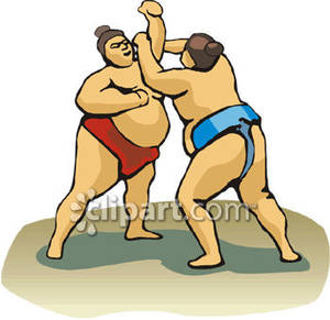 300x291 Free Clipart Picture Of Two Sumo Wrestlers Wrestling