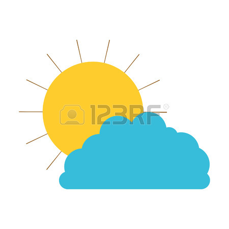 450x450 Sun And Cloud With Drops Rain Colored Crayon Silhouette Vector