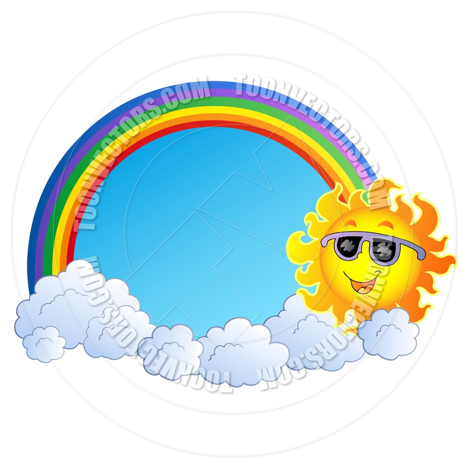 940x940 Cartoon Rainbow With Sun And Clouds By Clairev Toon Vectors Eps