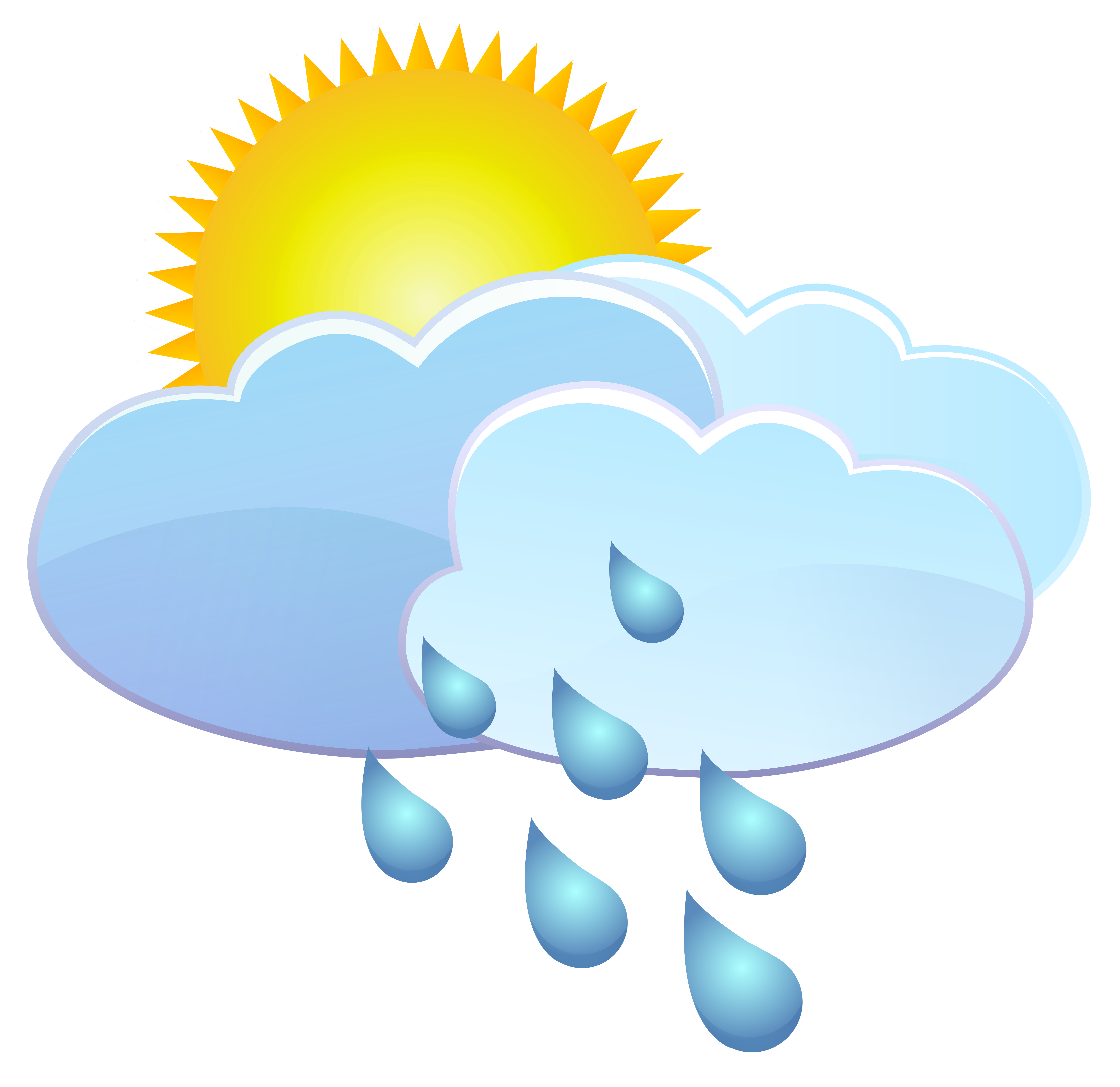 8000x7763 Clouds Sun And Rain Drops Weather Icon Png Clip Art
