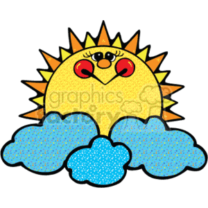 300x300 Royalty Free Big Sun Peaking Over The Clouds 151088 Vector Clip