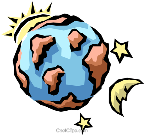 480x449 Earth, Sun, Moon, Amp Stars Royalty Free Vector Clip Art