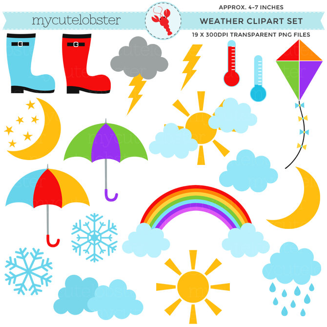 670x670 Weather Clipart Set Clip Art Set Of Sun Clouds Rain