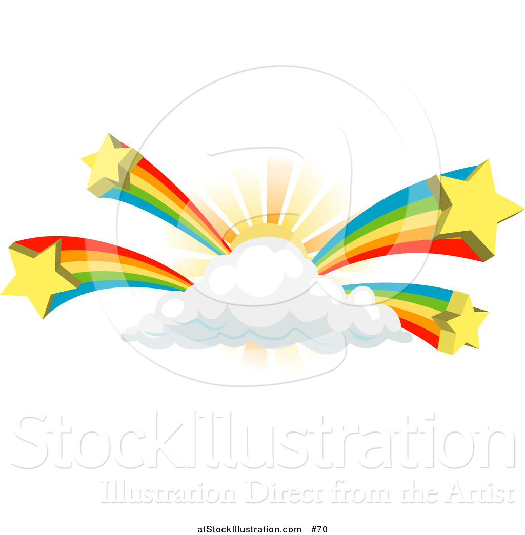 1024x1044 Vector Illustration Of Rainbows Bursting From A Sun Behind A Cloud