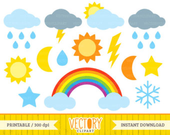 340x270 Weather Clipart Set Clip Art Set Of Sun Clouds Rain