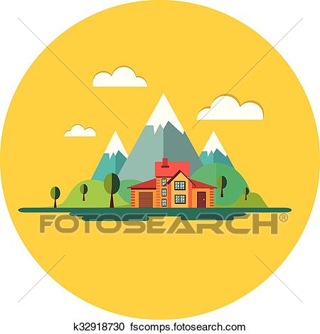 450x470 Clipart Of Color Vector Flat Icon Set Illustrations Urban