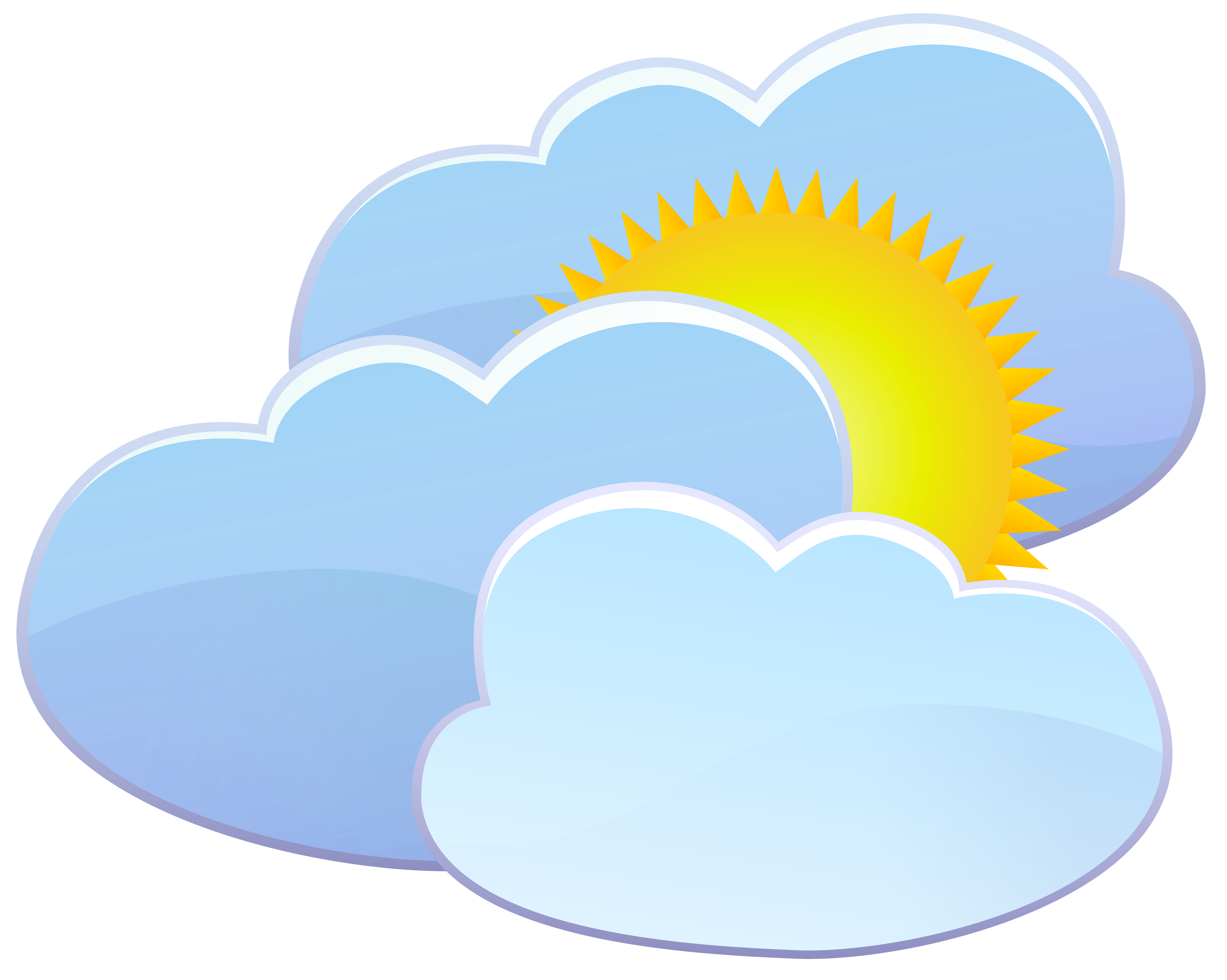 8000x6393 Three Clouds And Sun Weather Icon Png Clip Art