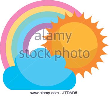 365x320 Beautiful Fantasy Cloud With Sun And Rainbows Kawaii Character