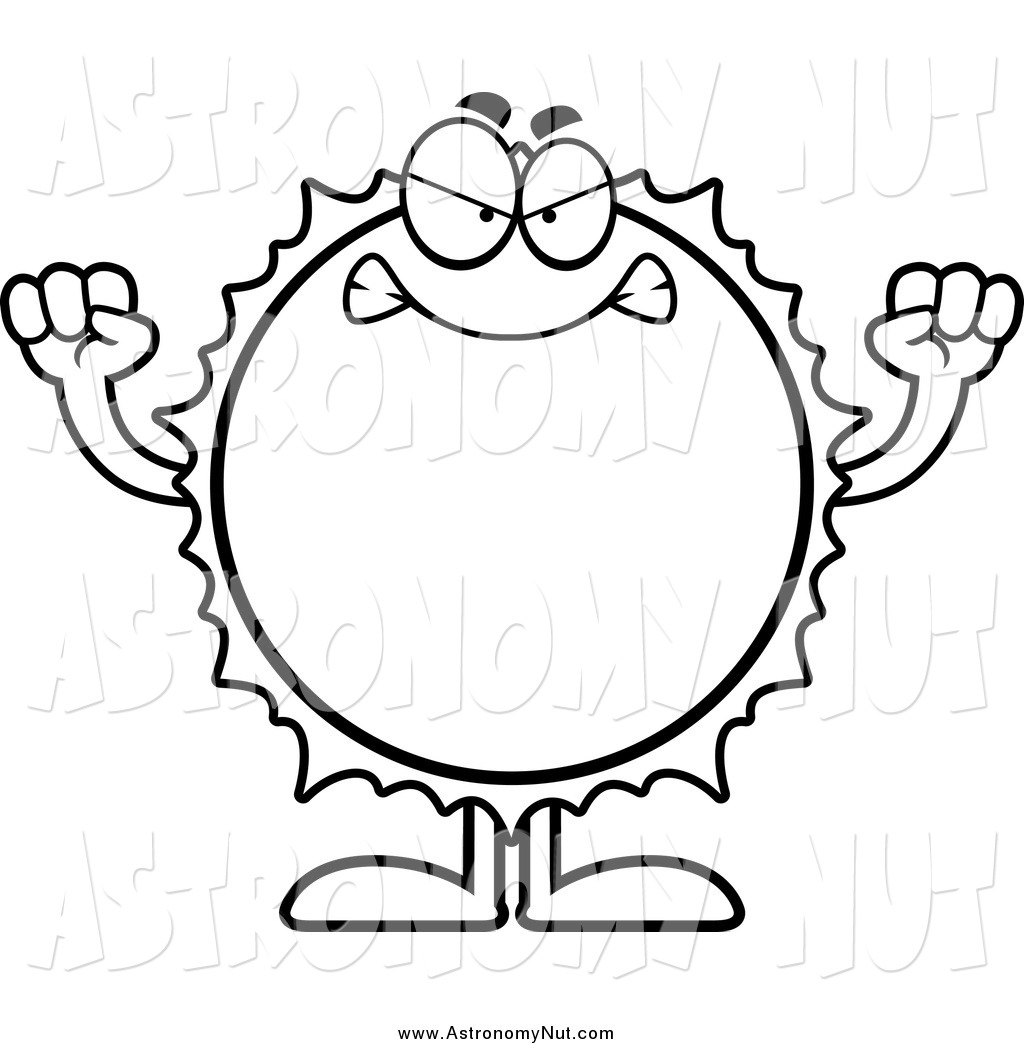 1024x1044 Clipart Of A Black And White Angry Sun By Cory Thoman