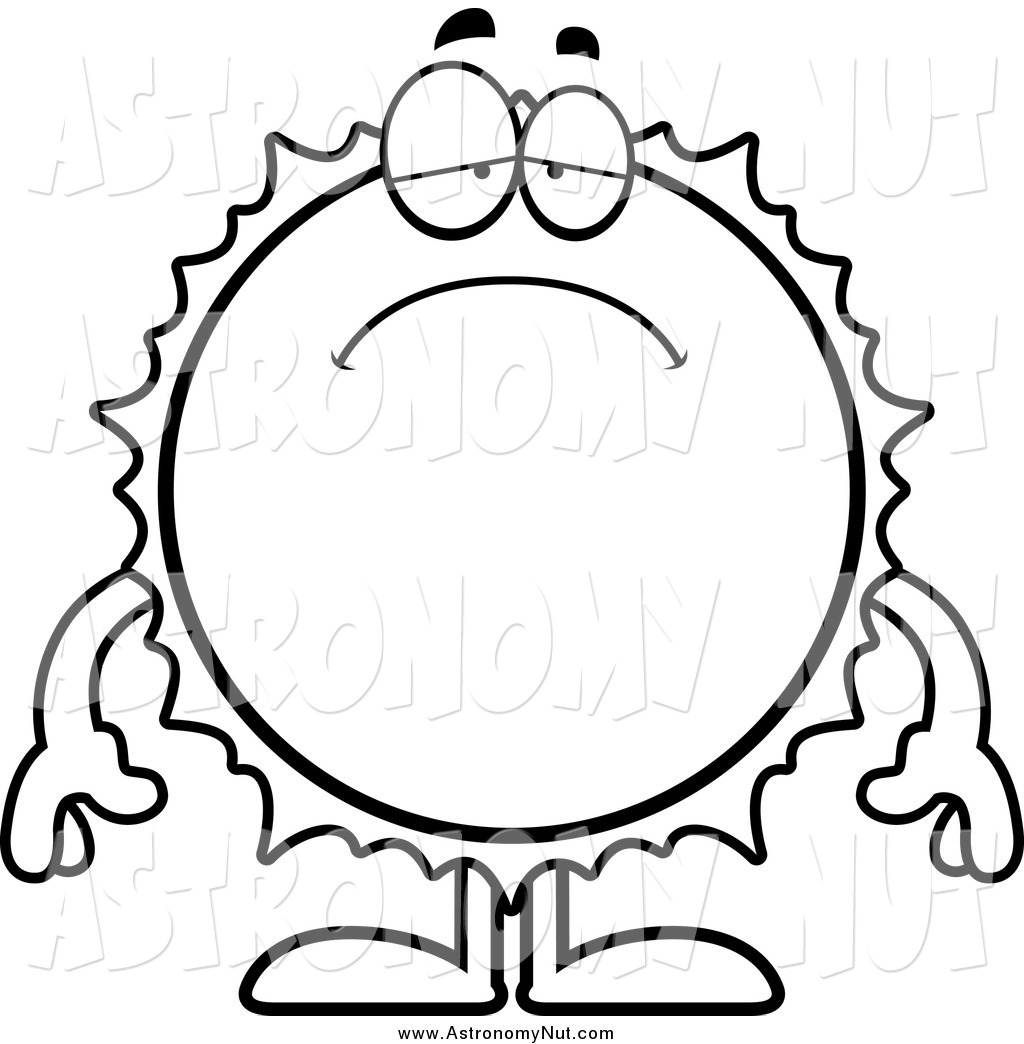 1024x1044 Clipart Of A Black And White Depressed Sad Sun By Cory Thoman