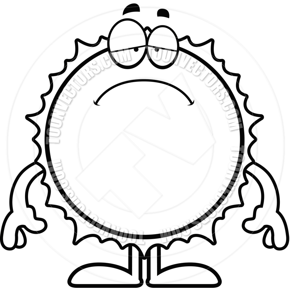 940x940 Sad Cartoon Sun (Black And White Line Art) By Cory Thoman Toon