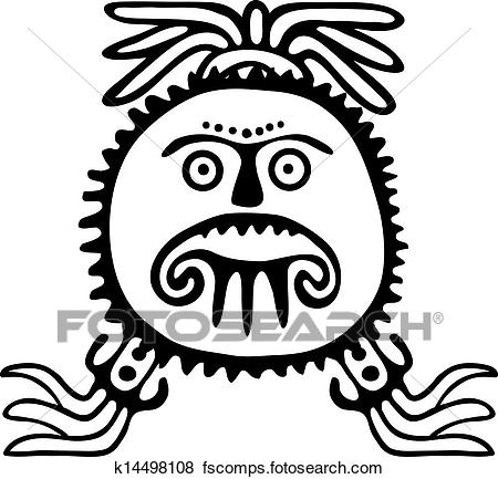 450x433 Clip Art Of Sun Tattoo Illustration K14498108