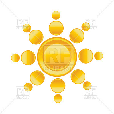 400x400 Stylized Cartoon Sun With Beams Made Of Circles Royalty Free