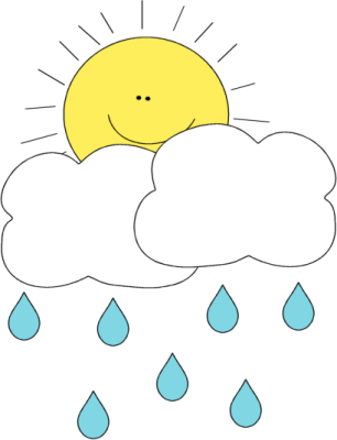 306x400 Sun Behind Cloud With Rain Clipart