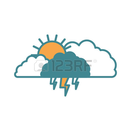 450x450 Cartoon Clip Art Illustration Of Sun And Clouds And Lightnings