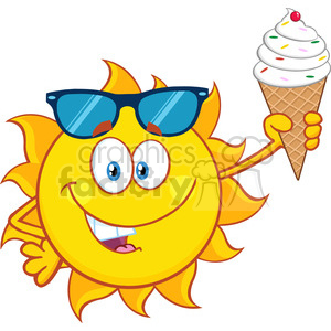 300x300 Royalty Free Cute Sun Cartoon Mascot Character With Sunglasses
