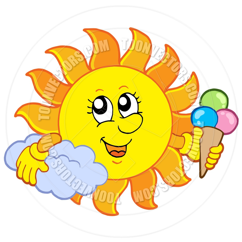 940x940 Cartoon Sun With Ice Cream By Clairev Toon Vectors Eps
