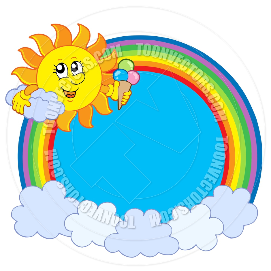 940x940 Cartoon Sun With Ice Cream In Rainbow Circle By Clairev Toon