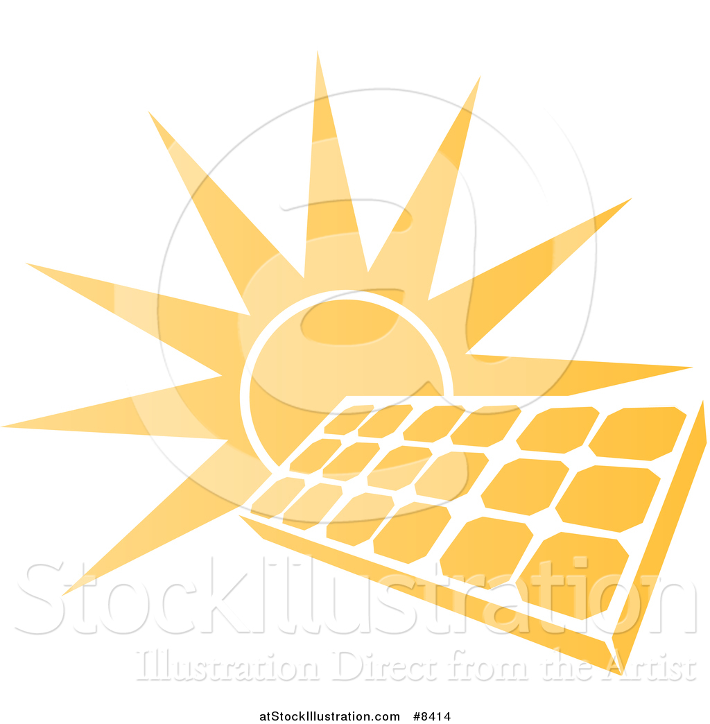 1024x1044 Vector Illustration Of A Sun Shining Behind A Solar Panel