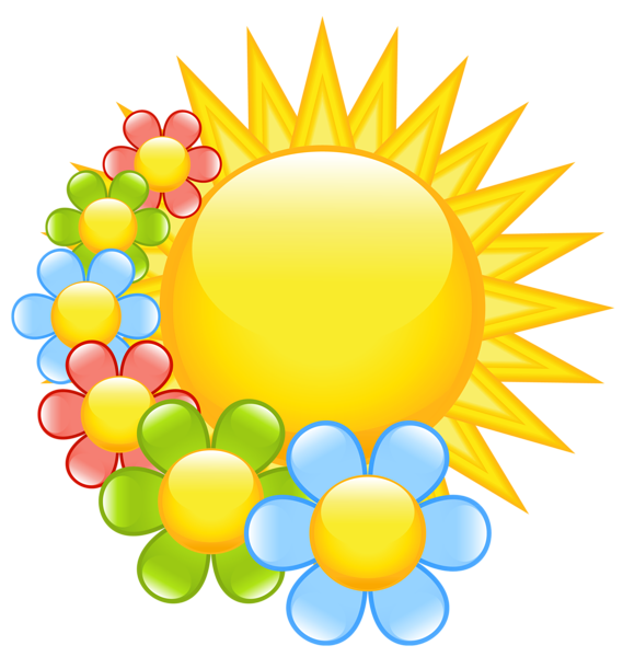 569x600 Spring Sun With Flowers Clipart Clipart Flowers