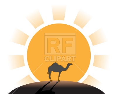 400x320 A Silhouette Of A Camel In The Sun Royalty Free Vector Clip Art