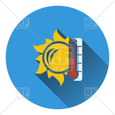 400x400 Sun And Thermometer With High Temperature Icon Royalty Free Vector
