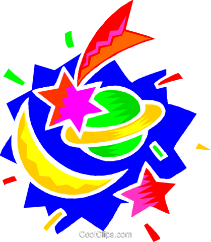 419x480 Sun, Moon, Shooting Stars Royalty Free Vector Clip Art