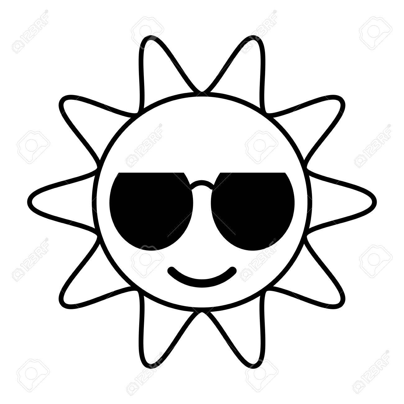 1300x1300 Outline Sun Funny Glasses Hot Vector Illustration Eps 10 Royalty