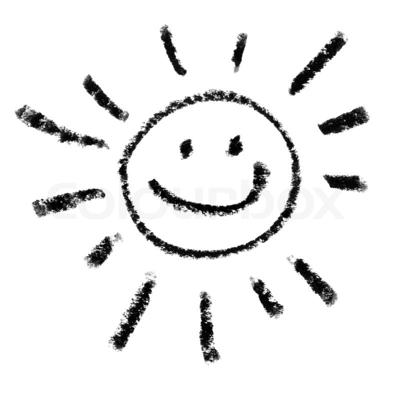 800x800 Painted Smiling Sun Symbol Outline. Stock Photo Colourbox