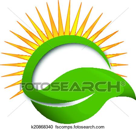 450x429 Clipart Of Green Leaf Sun Rays Logo K20868340