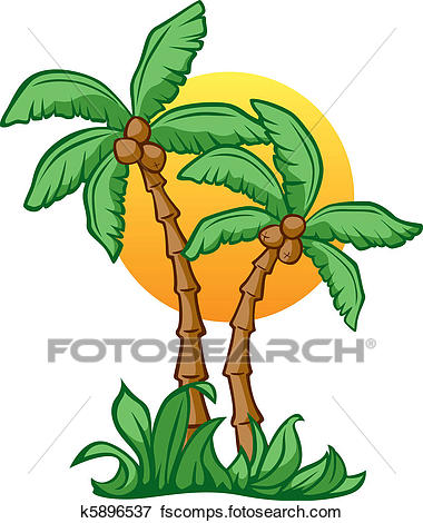 380x470 Clip Art Of Coconut Sunrise K5896537