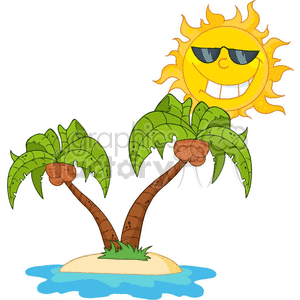 300x300 Royalty Free Sun Shining Over A Couple Palm Trees 382176 Vector