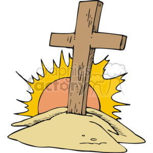 300x300 Royalty Free Wooden Cross With Sun Shining Behind 164724 Vector